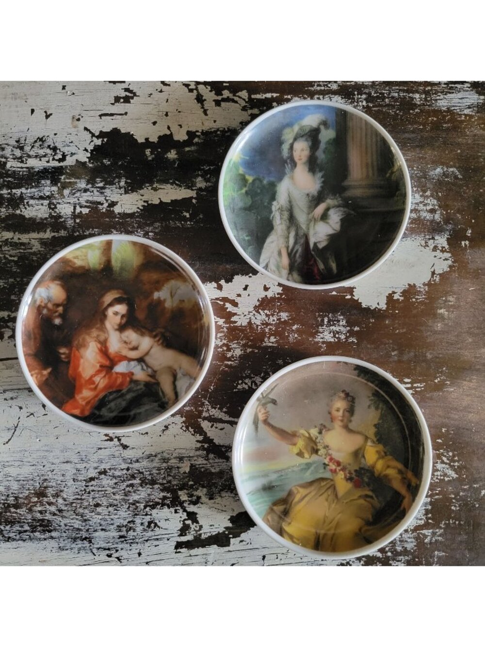 AK Kaiser Germany Set Of 3 Porcelain Wall Plate Coasters With Artistic Portraits